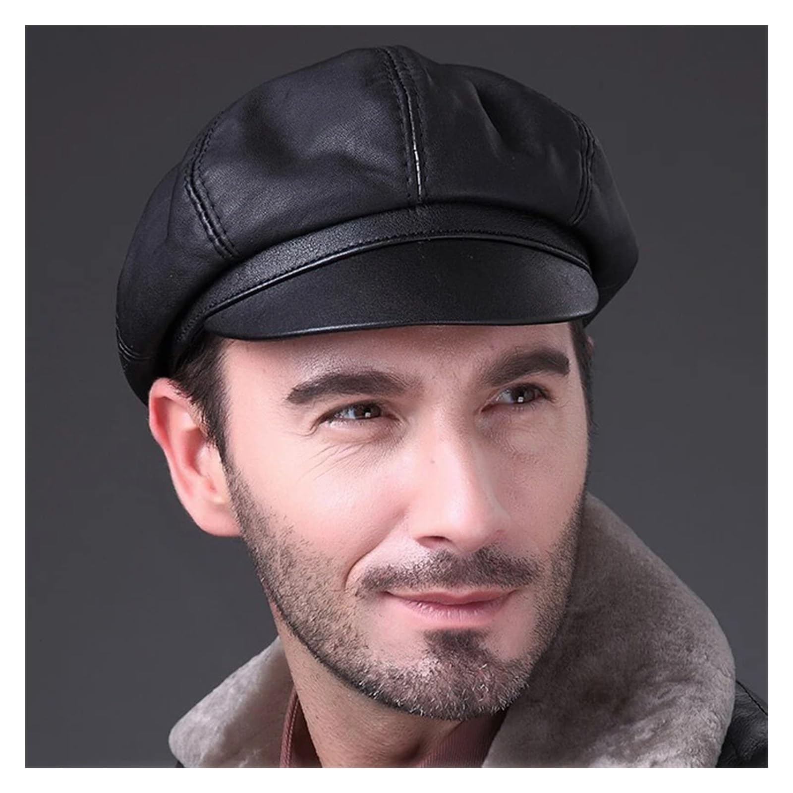 2024 Autumn/Winter Genuine Leather Cap Unisex Stylish Fashion Outdoors Keep Warm Hat Casual Black Driving