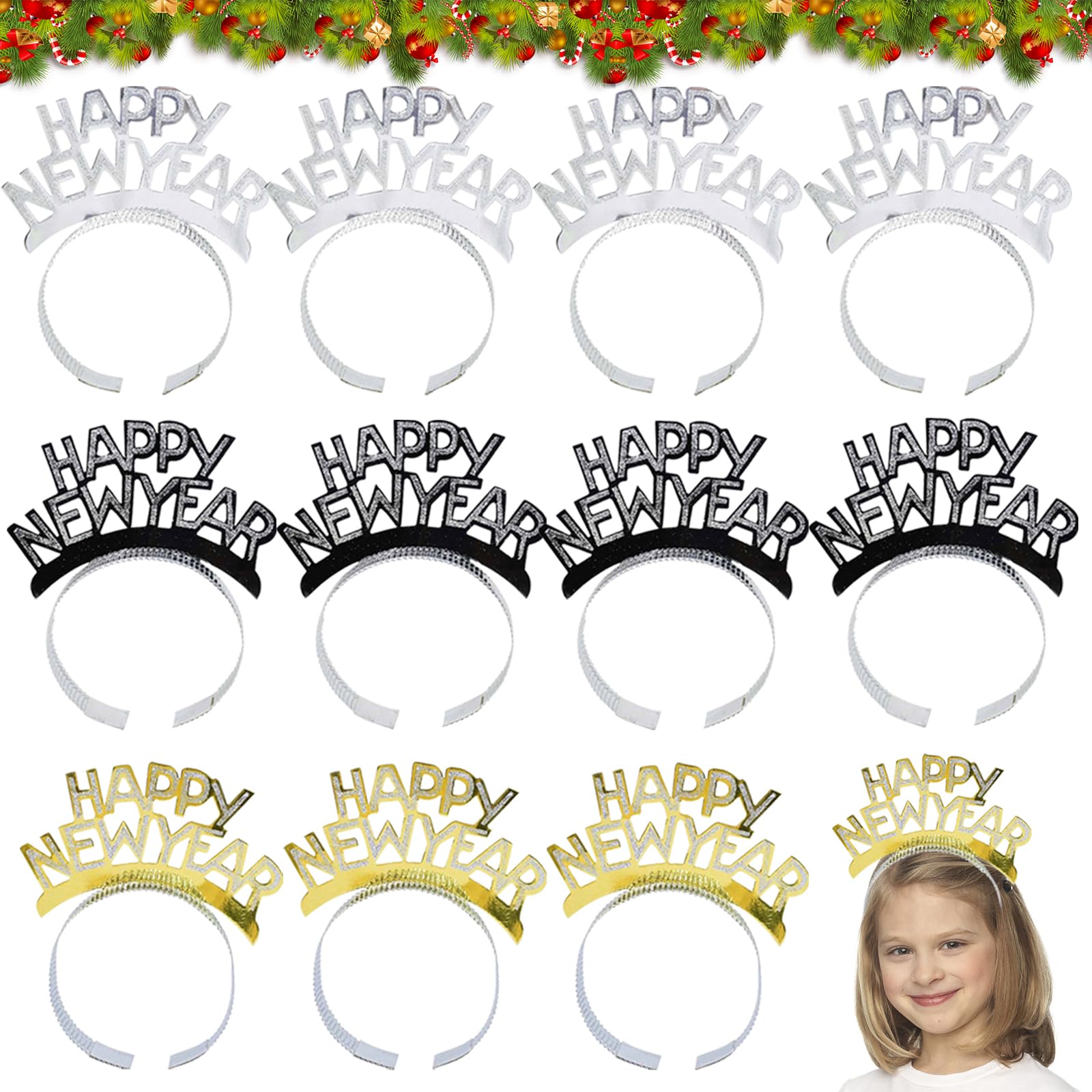 Serre Tete 2025 Bdecoll Lot De 30 Serre-têtes à Paillettes Pour Le Nouvel An 2025 Happy New Year 2026