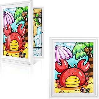 KSROECUD 8.5x11 Kids Artwork Frame for kids artwork changeable, Front-Opening, Tempered Glass, Child Artwork Frame with Storage(2Pack,White)