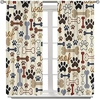 Vista 90 de Cortinas opacas con estampado de patas de perro, estampado de patas de perro y huesos, tratamiento de ventana, cortinas con aislamiento térmico