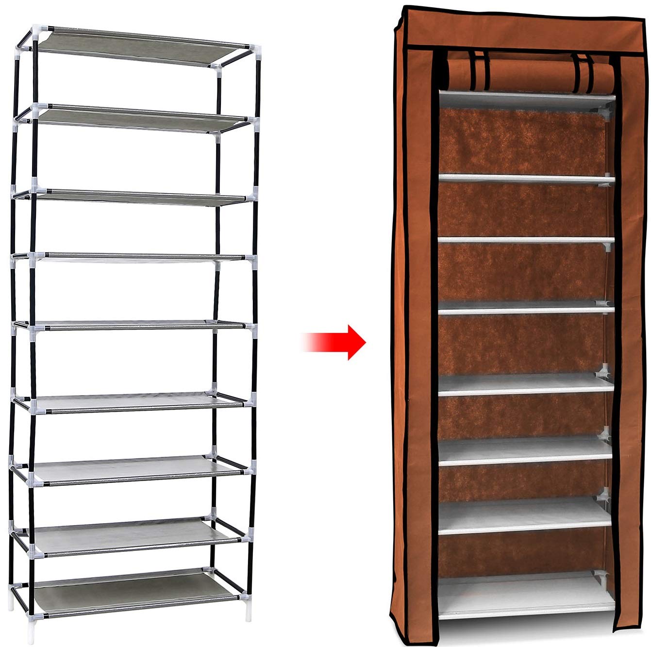 iMounTEK 10-Tier Shoe Cabinet Rack. Holds 27 Pair Of Shoes & Dustproof