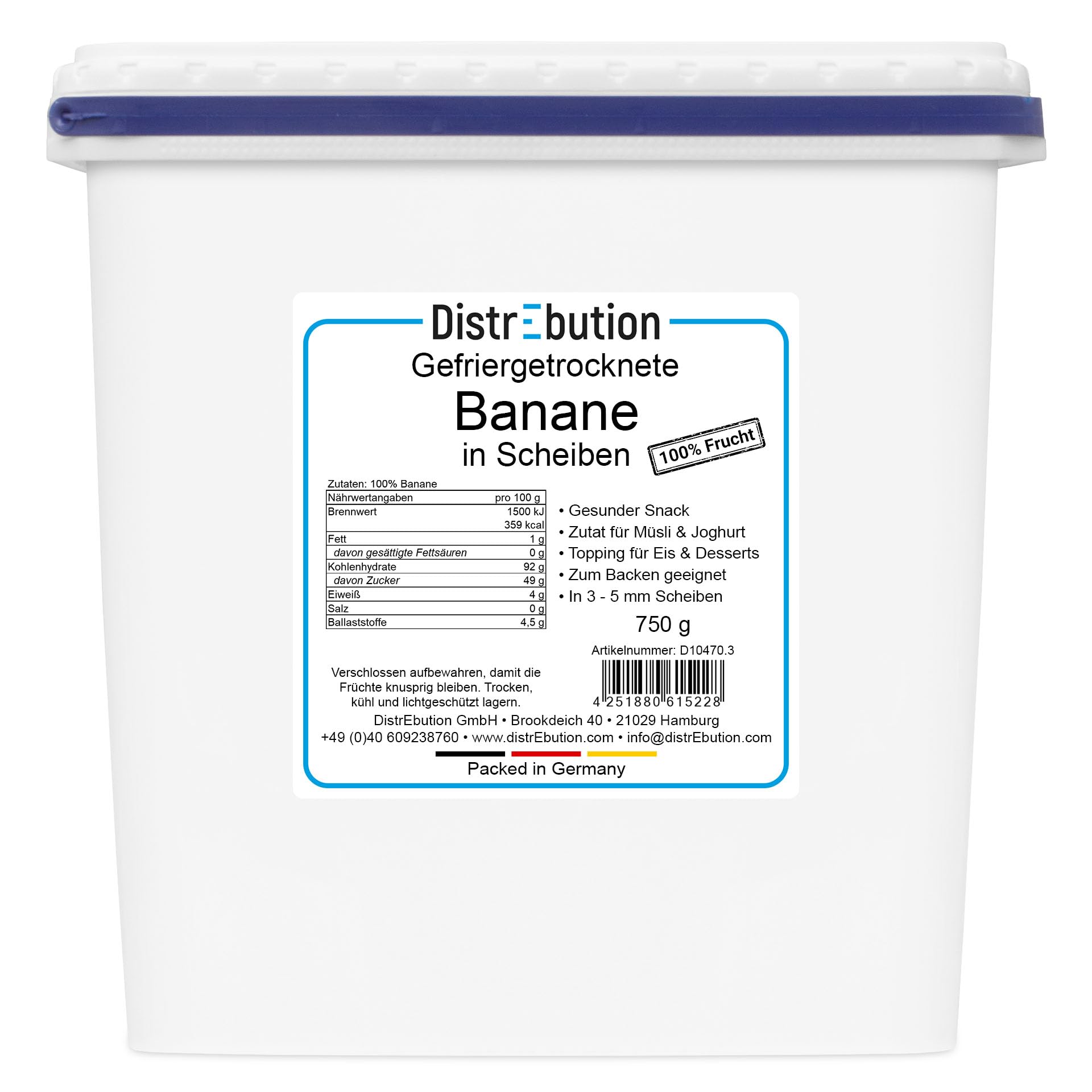 Gefriergetrocknete Bananen 750g Bananenscheiben, Knuspriger Snack in Scheiben, Ohne Zucker, Vegan