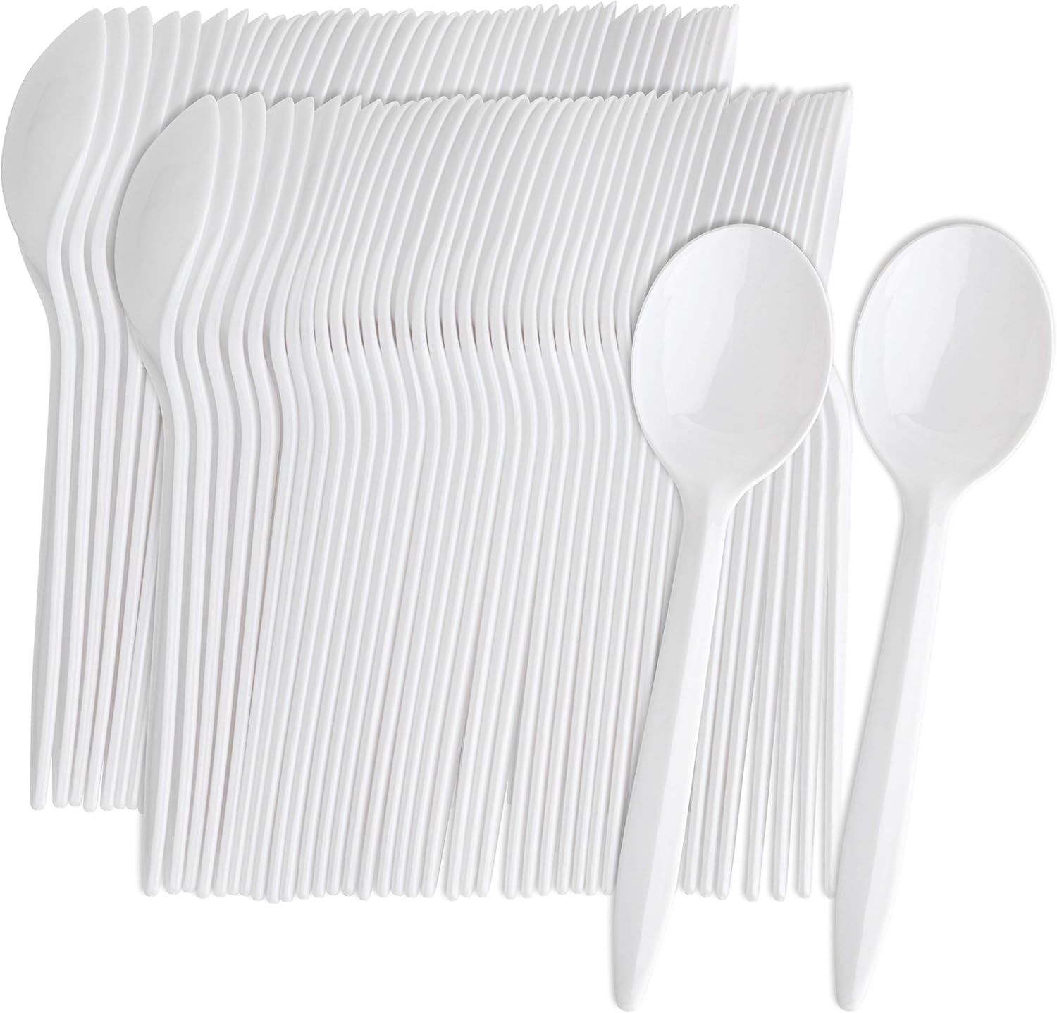 Plasticpro Disposable White Plastic Soup Spoons Heavyweight Utensils Pack of 444 Count Amazon