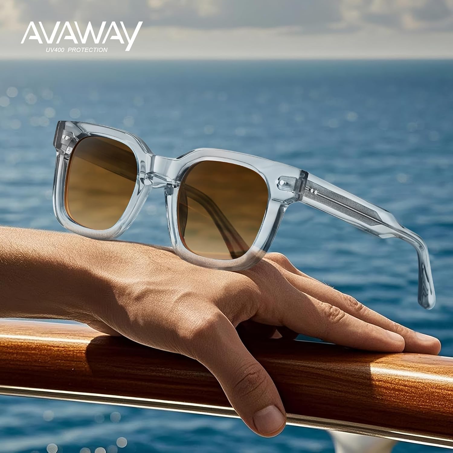 AVAWAY Polarized Sunglasses for Men Uv400 Protection Trendy Classic Acetate Square Outdoor Driving Sun Glasses AV279 - Image 4