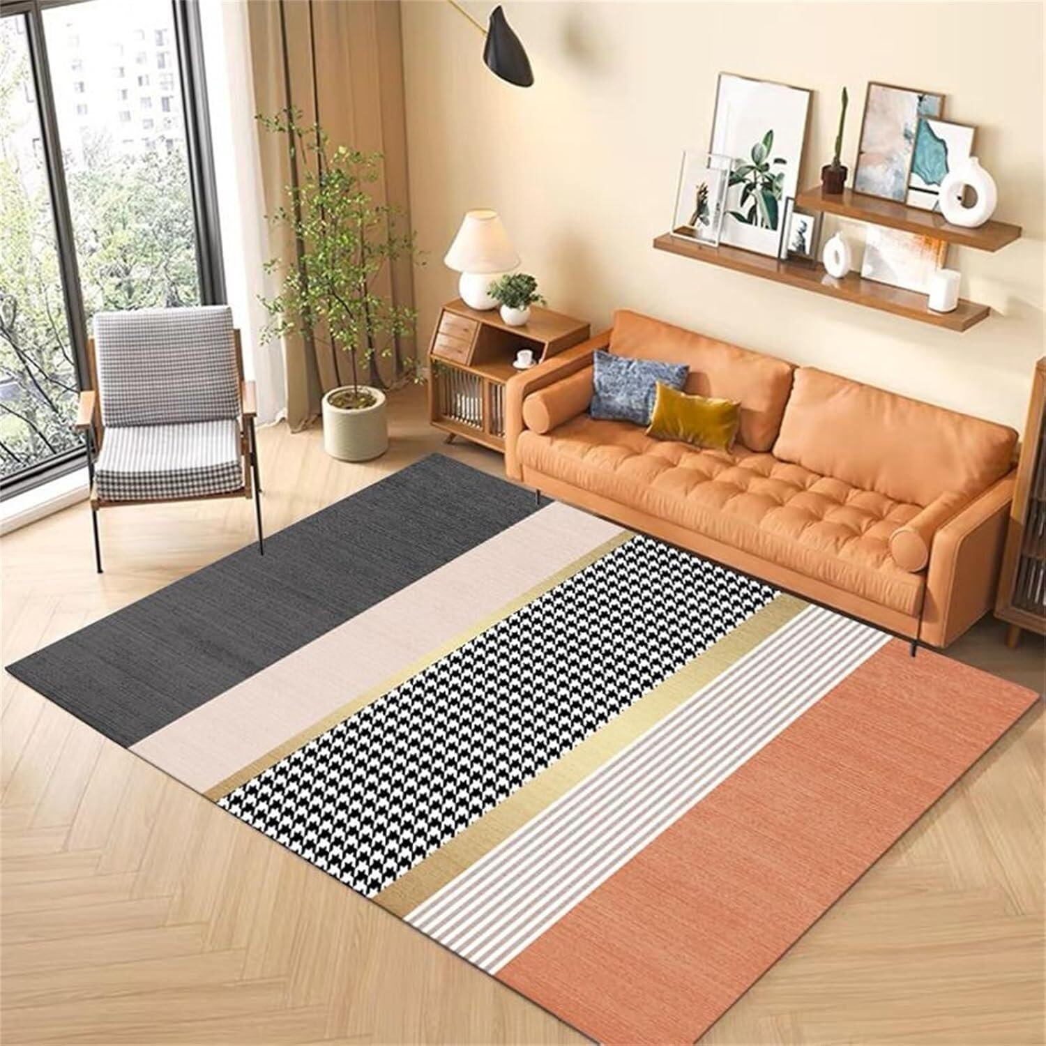 SSDDLZEQ Premium durable range Orange Computer Gaming Chair Cushion – Multi-purpose Wooden Floor Protector(80x120cm)