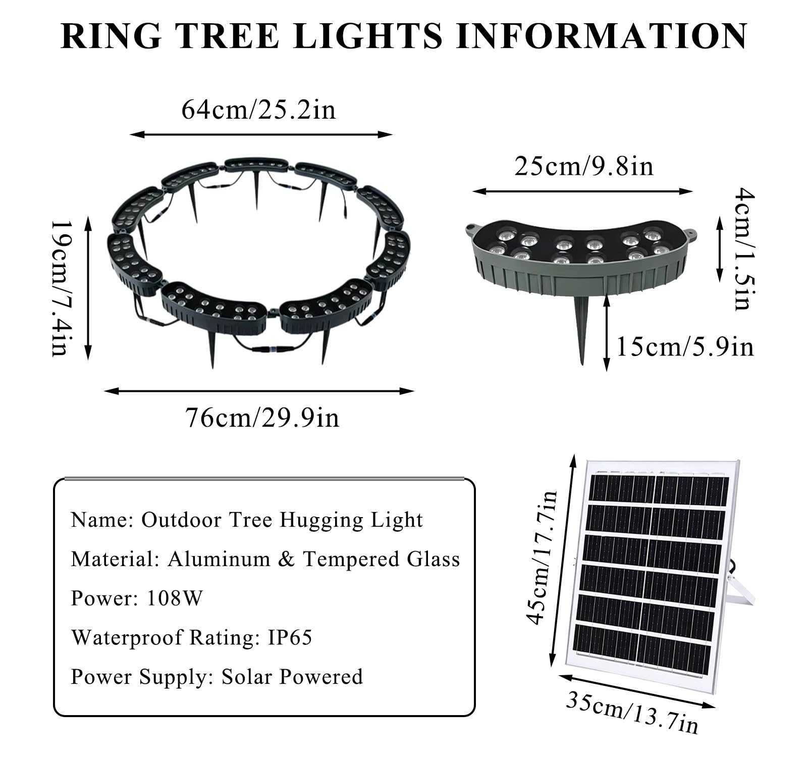 Lampe paysagère LED, Guirlande Lumineuse Solaire LED annulaire avec télécommande - 9 têtes 108 W pour Jardin, Cour, pelouse et Plantes (lumière Blanche) - Idéale pour la décoration Festive e