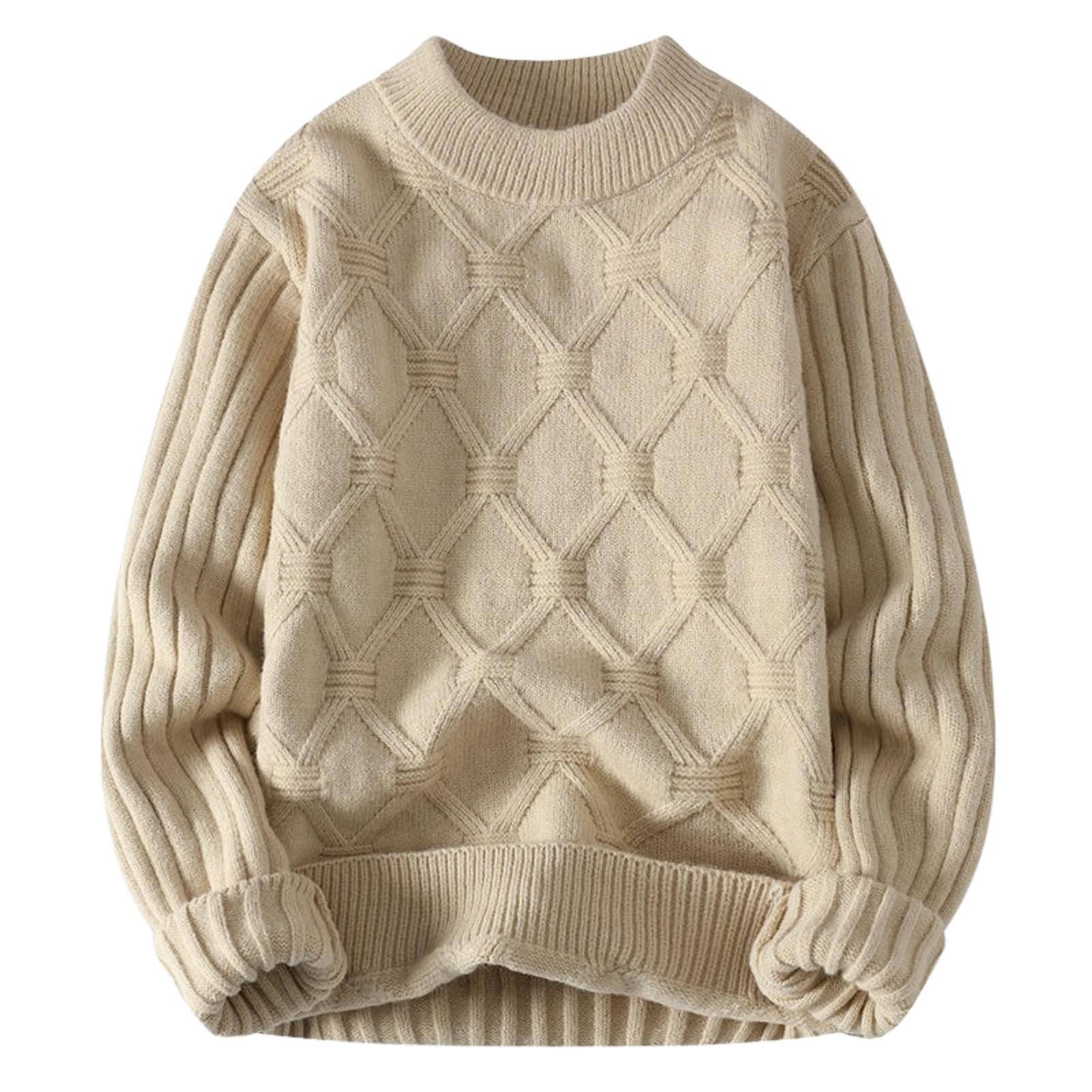 Maglione da uomo autunno inverno stile coreano ispessito intrecciato pullover collo semi-alto