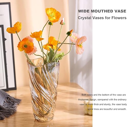 Miniatura 7 de Jarrón de cristal, elegante centro de mesa decorativo en espiral para el hogar, oficina, boda, elegante florero de vidrio soplado