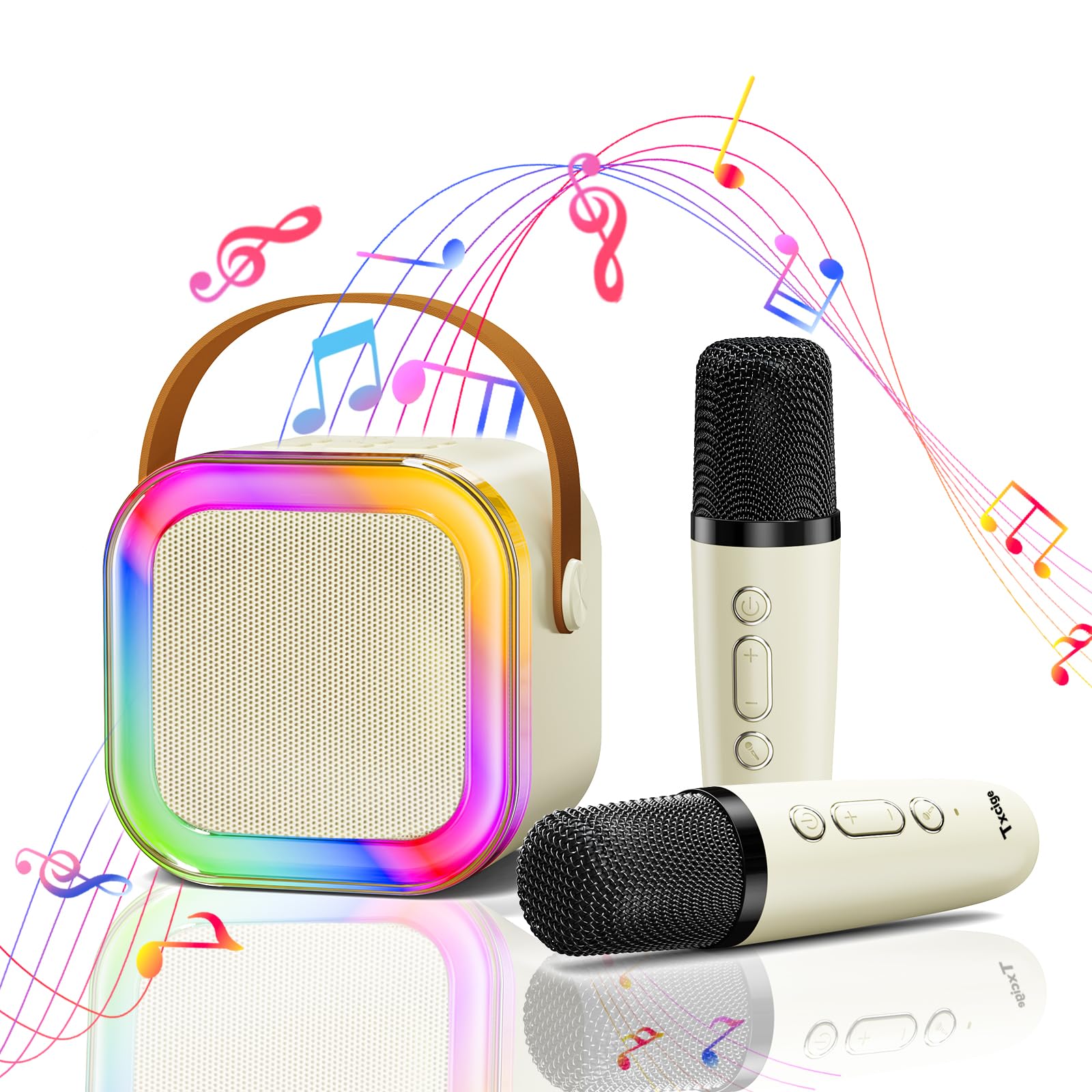 Txcige K12-Beige Bluetooth Karaoke Speaker, Beige, 5W, 2 Wireless