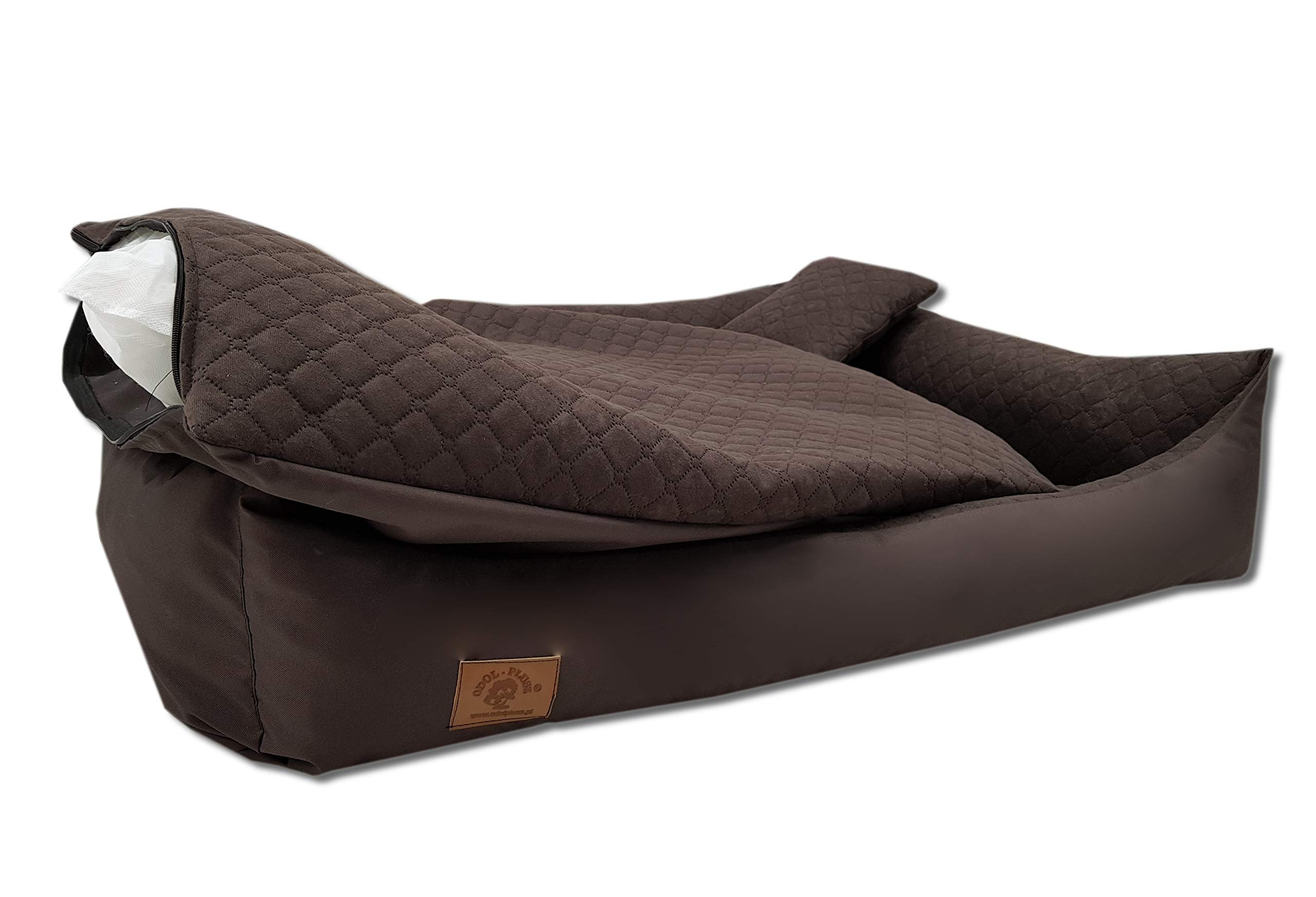 Odolplusz Cama para perros lavable con borde, cojín para perros, 120 x 90 cm (marrón)