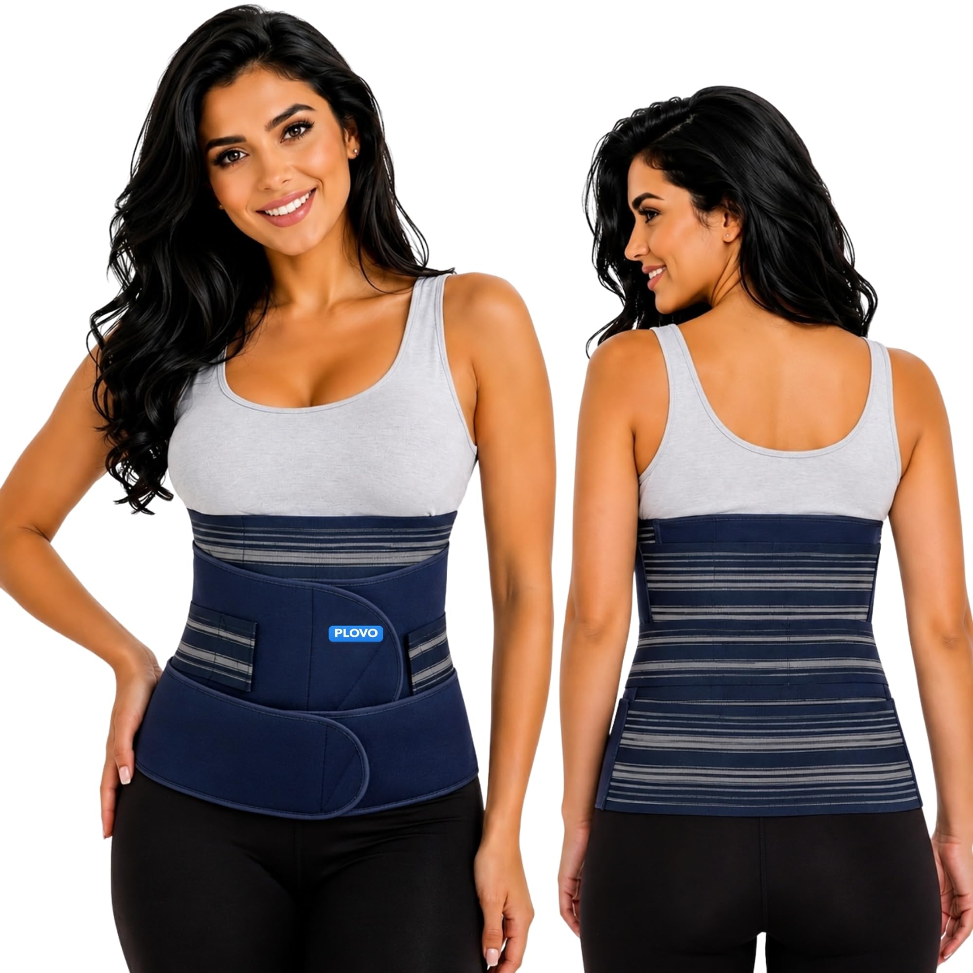 PLOVO 3-in-1 Post Pregnancy Belly Belt for Women – Waist, Belly & Pelvis Support Binder | Adjustable Maternity Recovery Belt for C-Section & Normal Delivery (Blue, One Size)