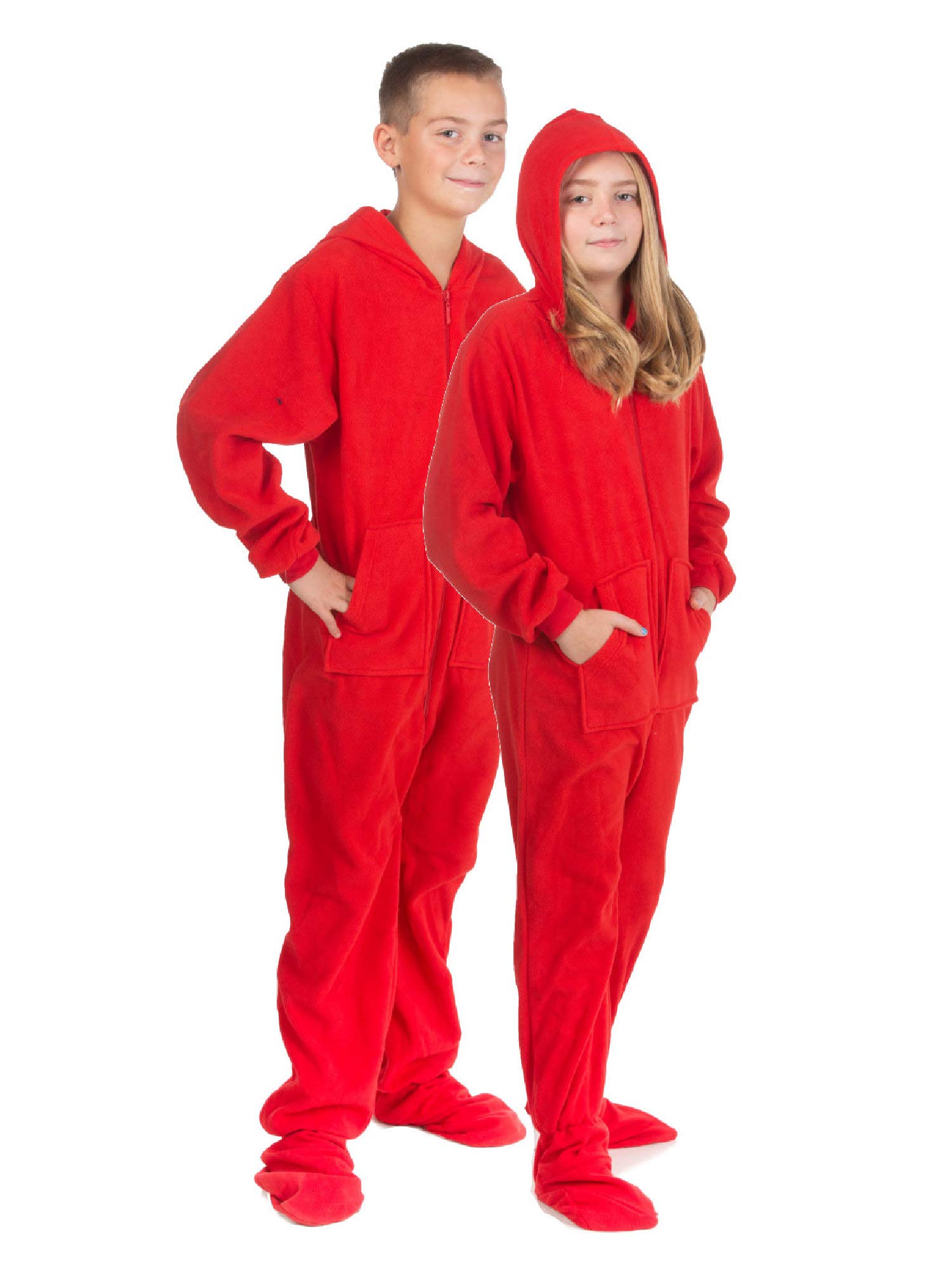 BIG FEET PAJAMA Footed Onesie Red Fleece Footed Pajamas for Boys  Girls
