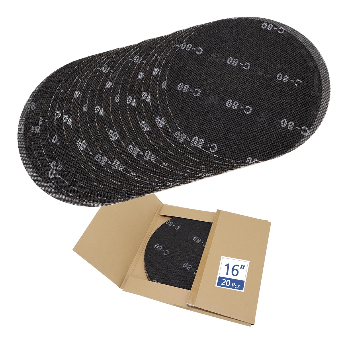 HUAALIUCHE Discos de pantalla de lijado de 16 pulgadas – Disco de lijado de malla de carburo de silicio de grano 80 para suelos de madera dura – Almohadillas amortiguadoras de suelo resistentes
