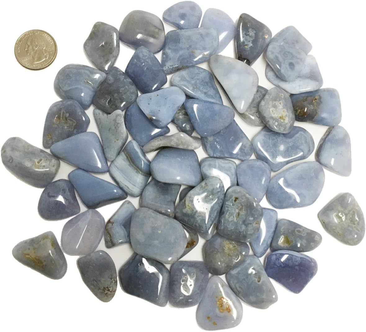 1 Pound of Tumbled Blue Lace Agate - Wholesale