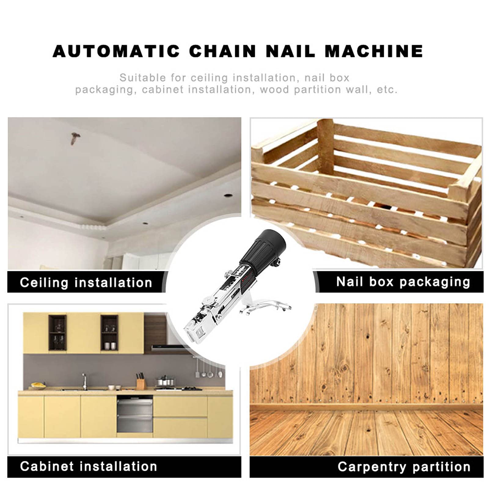 Respicefinem Chain Belt Screw Machine Tapping Batch Automatic Feeding Nails Even Playing Carpentry Decoration Electric Drill Accessories Decoration Tools