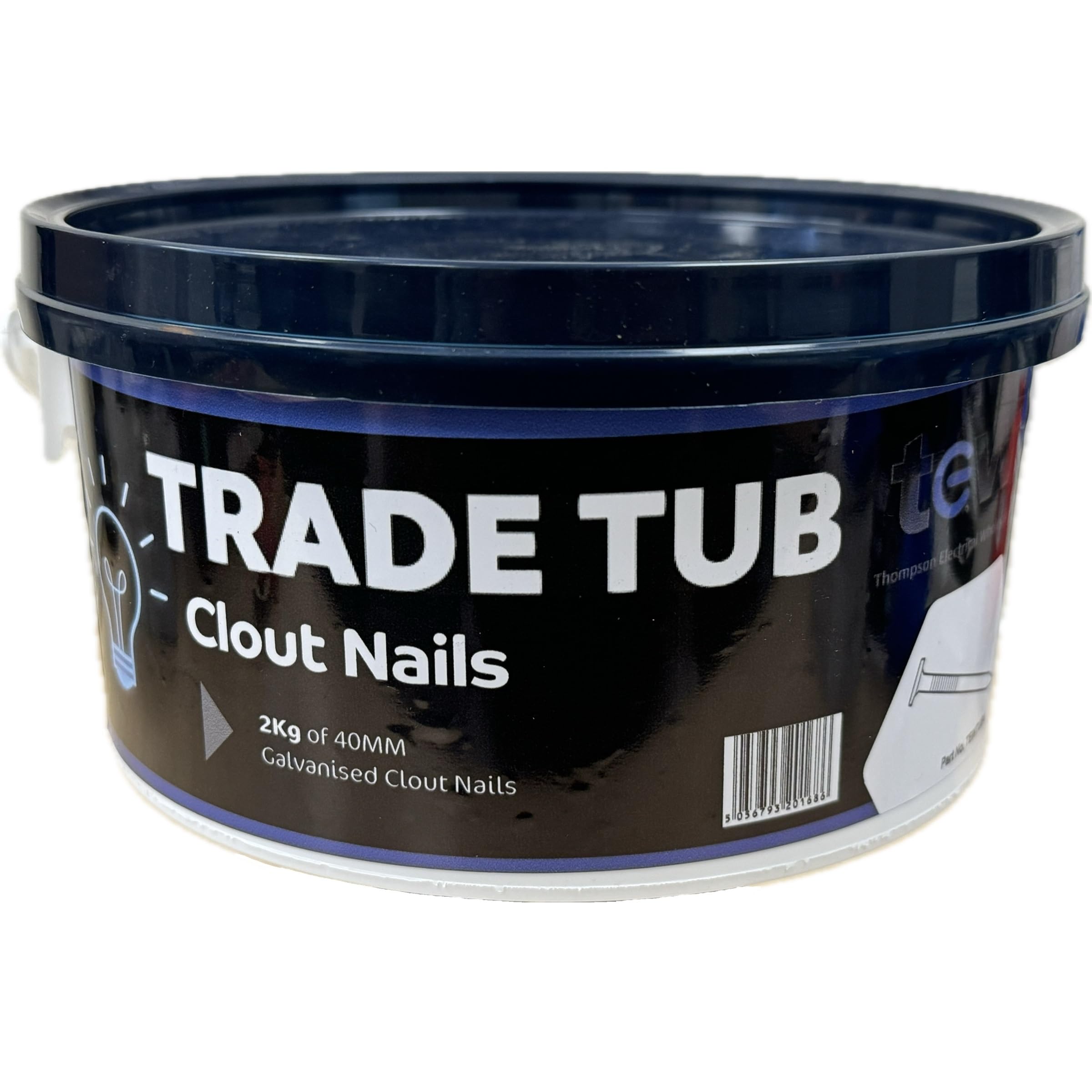 TEWTub 4 - Clout Nails 2Kg of 40mm Galvanised Clout Nails