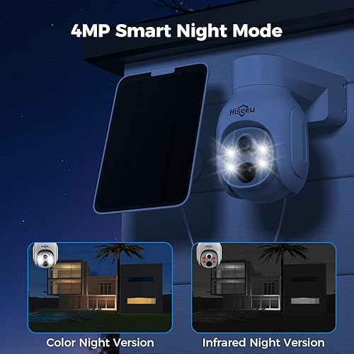 Miniatura 5 de Hiseeu Sistema de cámara inalámbrica, 4 cámaras solares de 4 MP + 2 cámaras enchufables de 3 MP, LCD de 10 pulgadas, disco duro 1T