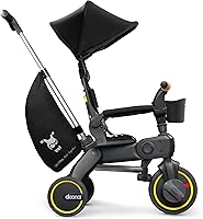 Doona Liki Trike S5 Nitro Black: 5-in-1 Foldable Compact Tricycle for Toddlers 10-36 Months