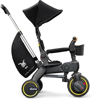 Doona Liki Trike S5 Nitro Black: 5-in-1 Foldable Compact Tricycle for Toddlers 10-36 Months