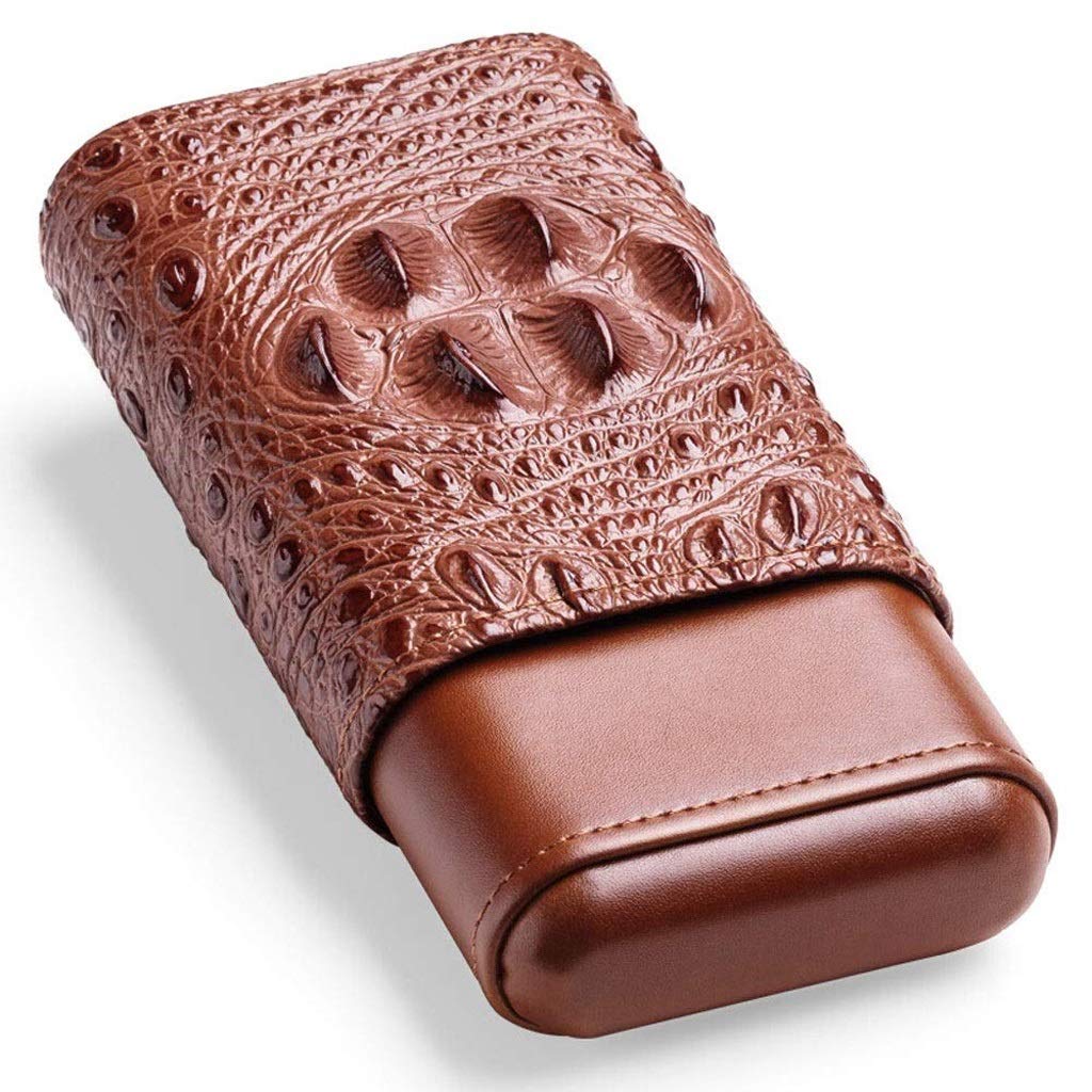 Custodia per sigari in Pelle, 3 Tubi, umidificatore per sigari da Viaggio, Porta sigari Rivestito in Legno, Scatola Portatile da Viaggio per 3 sigari, Mini umidificatore