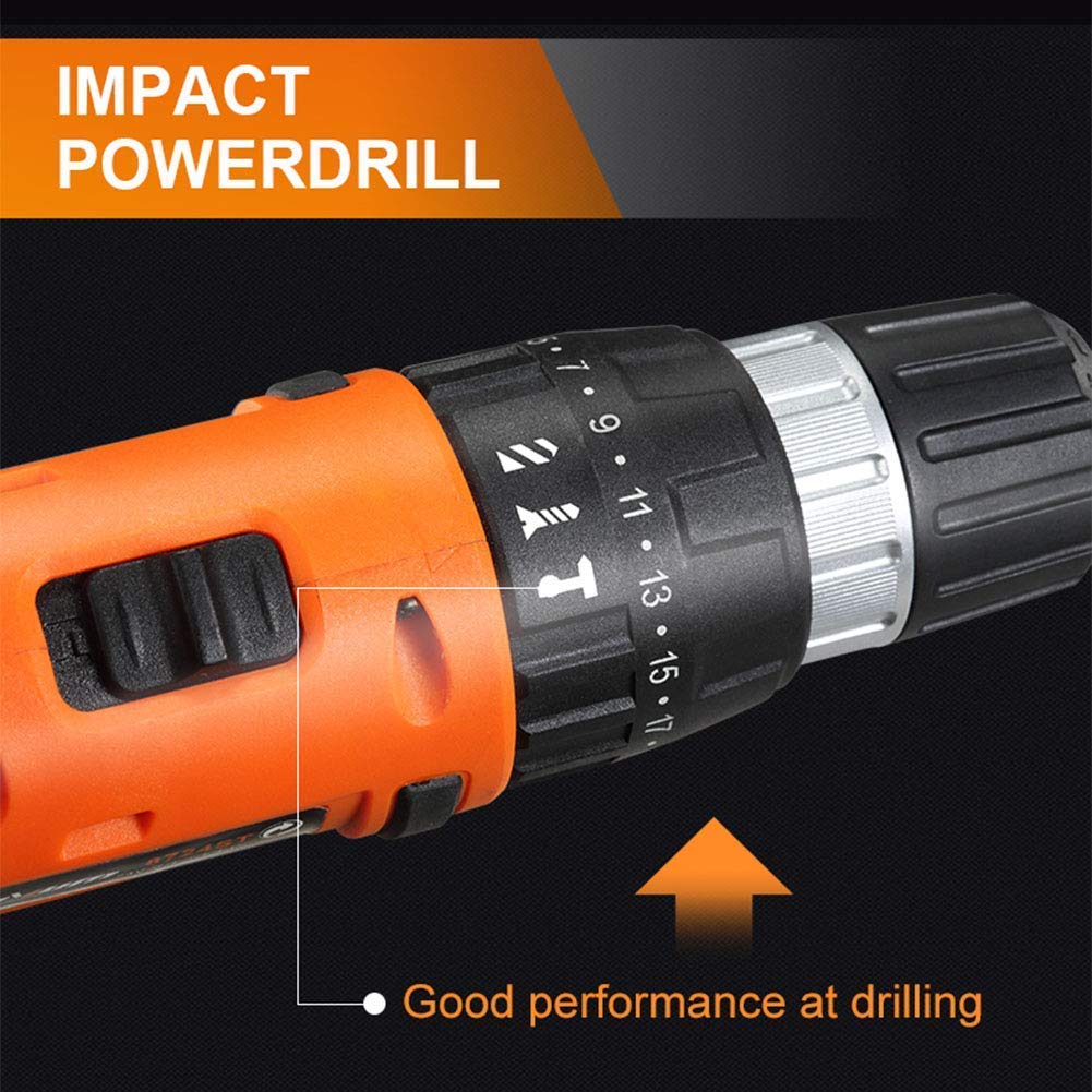 Trapano Avvitatore Elettrico 12V, 1300mAh Li-Ion, velocità Variabile, Frizione 21 + 1, per Forare Muri, Mattoni, Legno, Metallo