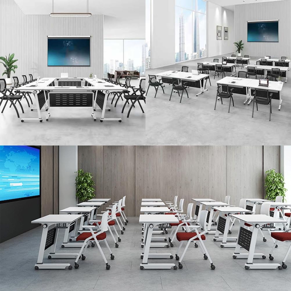 Mesa de conferencias Plegable móvil con Tapa abatible y Ruedas silenciosas, Ideal para Estaciones de Trabajo, oficinas, Salas de conferencias y Uso doméstico.