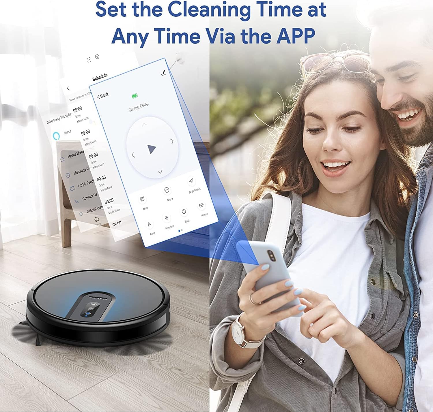 Robot Vacuum and Mop, Bagotte BG750 4-in-1 Robot Vacuum Cleaner, 2000Pa Strong Suction Robot Mop, Wi-Fi/Alexa/APP Control, Boundary Strips, Self-Charging Robot Vacuum for Pet Hair/Hard Floor/Carpets -