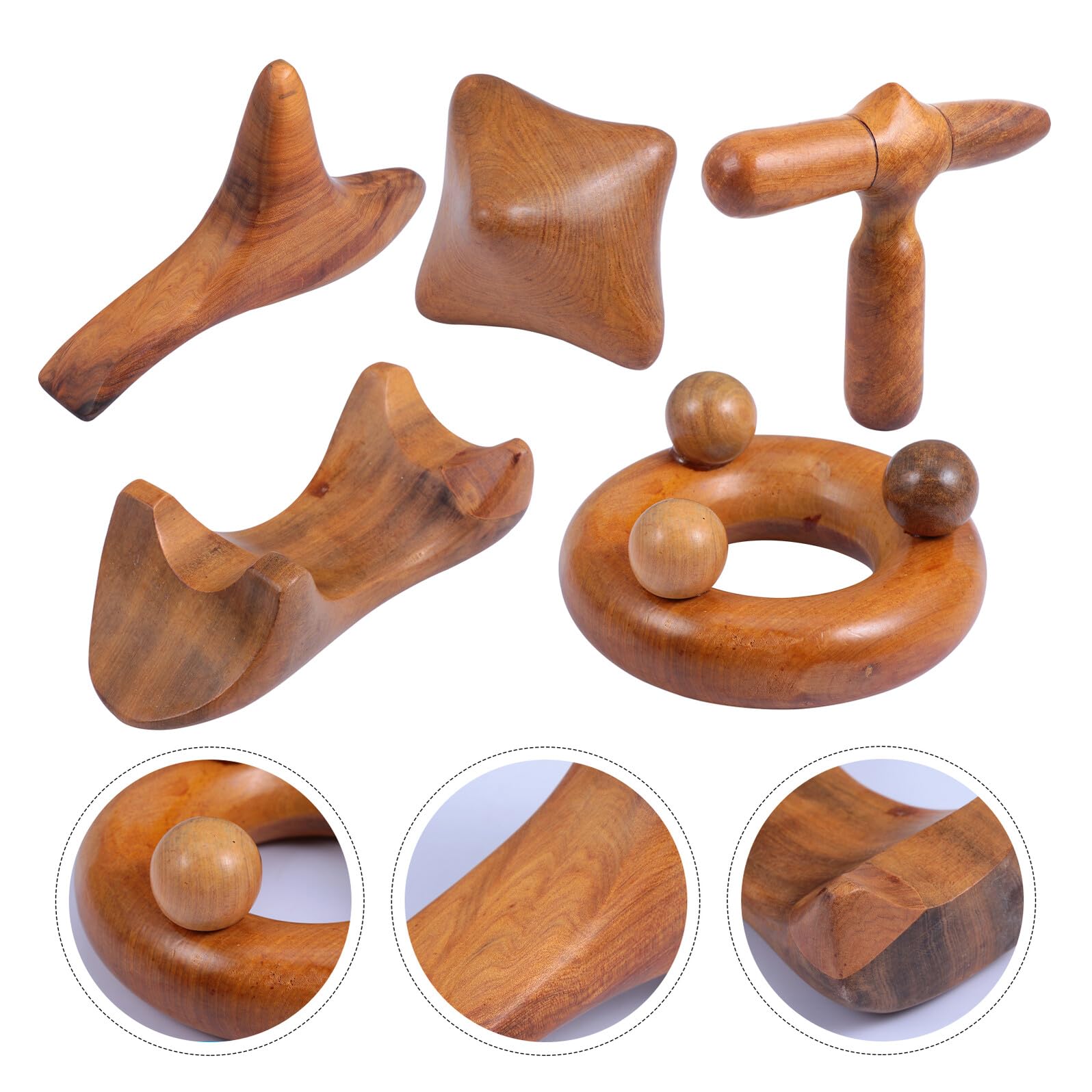Gatuida 5 piezas Tablas Gua Sha de Madera de Sándalo para Masaje Corporal Herramientas de Raspado Duraderas para Reflexología y Alivio Fatiga Aptas para Cuello Espalda Pies y Rostro