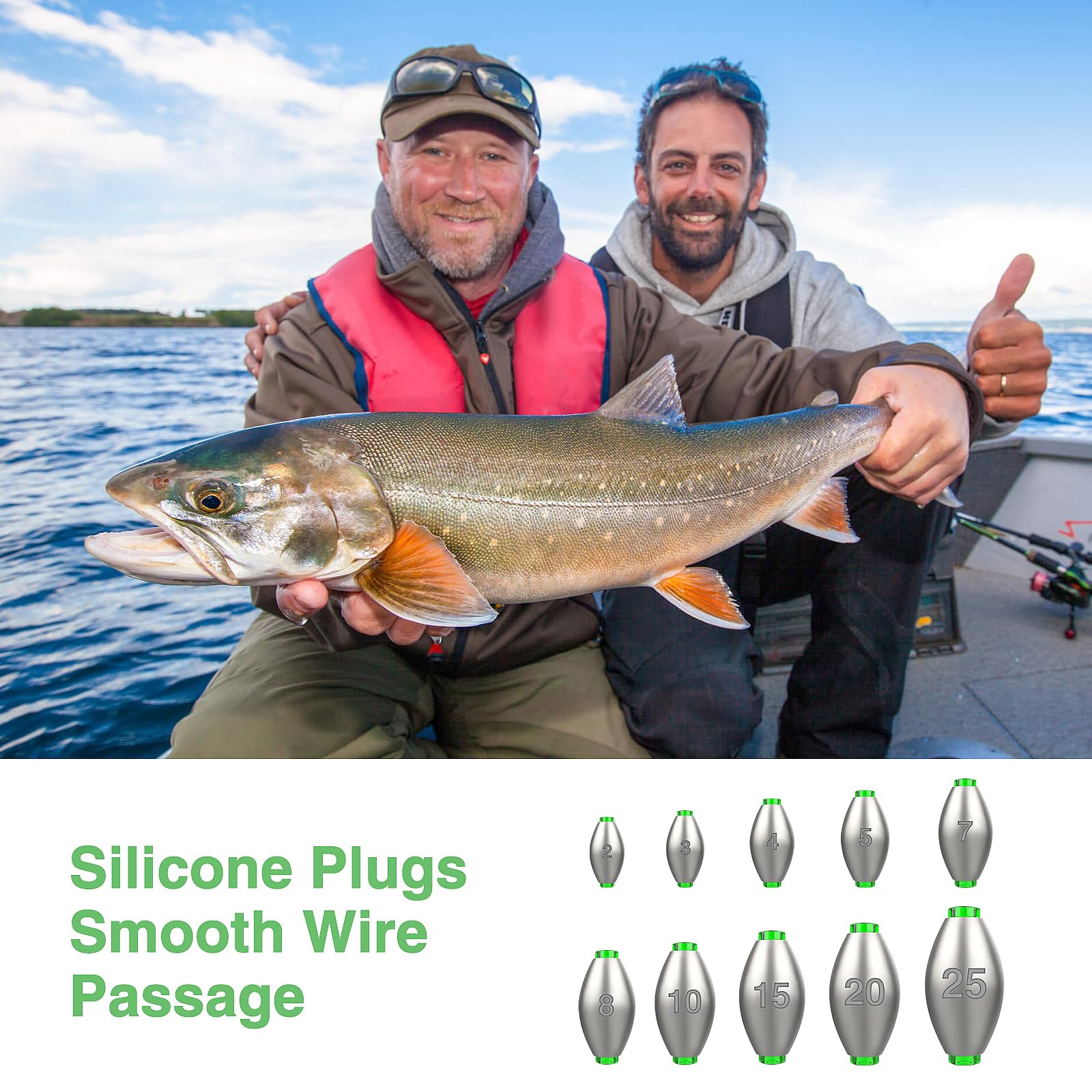 TYSM-CC Angelblei Set 50 Stück - 10 Gewichtsstufen Von 2-12g Für Fluss & Meer