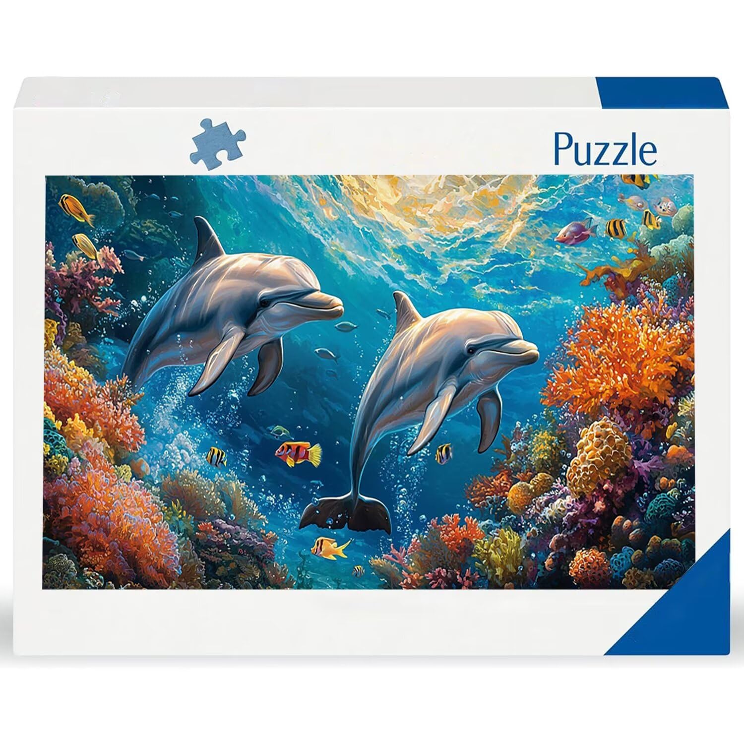 Puzzle dla dorosłych 1692 sztuk, delfiny morskie puzzle, trudne, wyzwanie, puzzle idealnie pasują, napis na plecach, bez pudru, prezent dla seniorów (179x31cm) v329