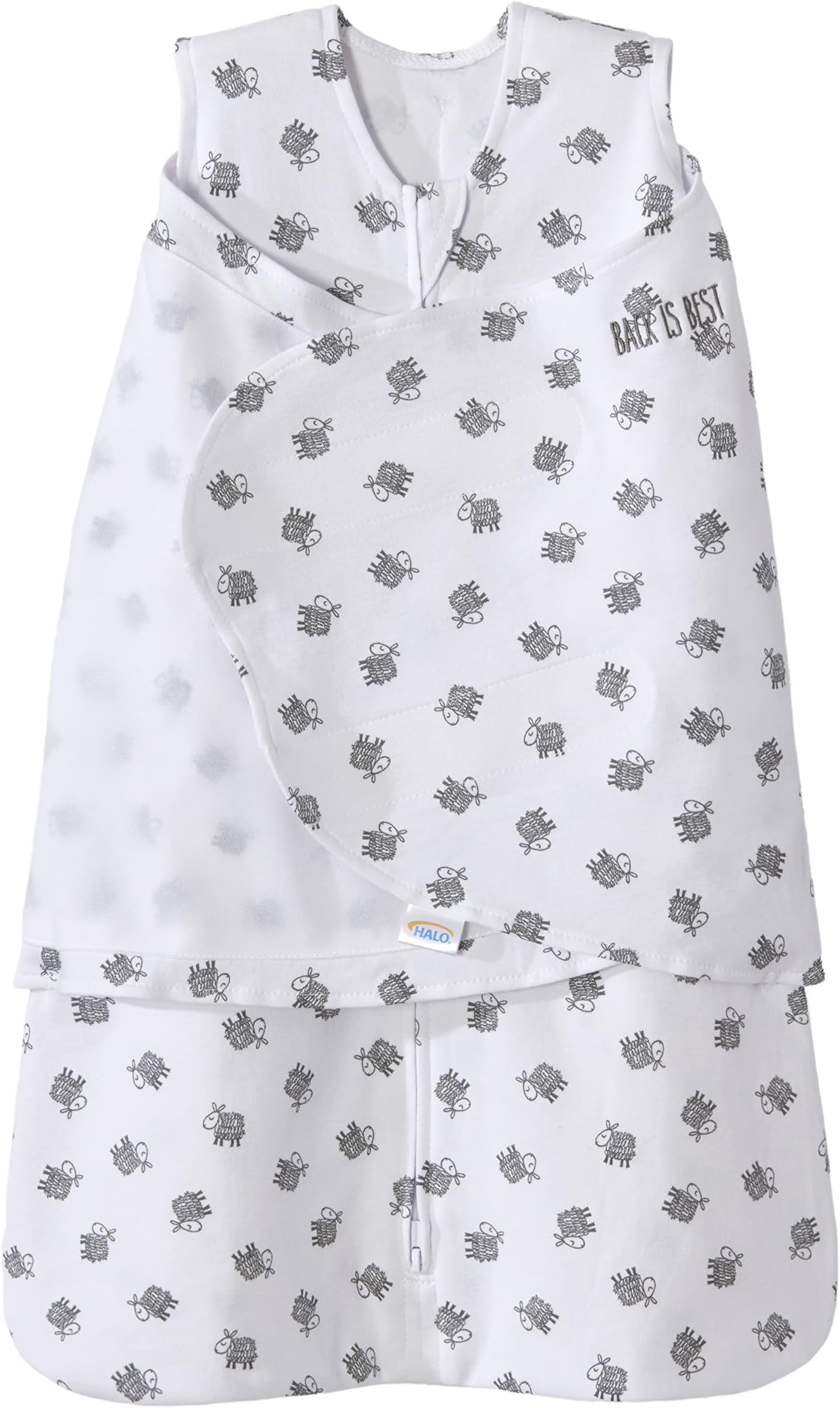 Halo Sleepsack Swaddle Cotton Lamb Scribble White, Size SM