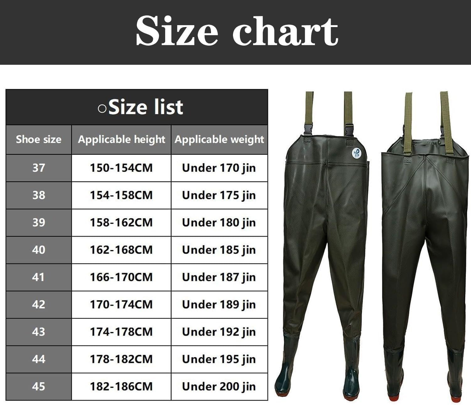 Trampolieri da Uomo Tuta Impermeabile, Multifunzione Trampolieri Petto Trampolieri Stivali di Gomma Stivali di Gomma Vita Hip Waders Mens Caccia Pesca Bootfoot Traspirante 41