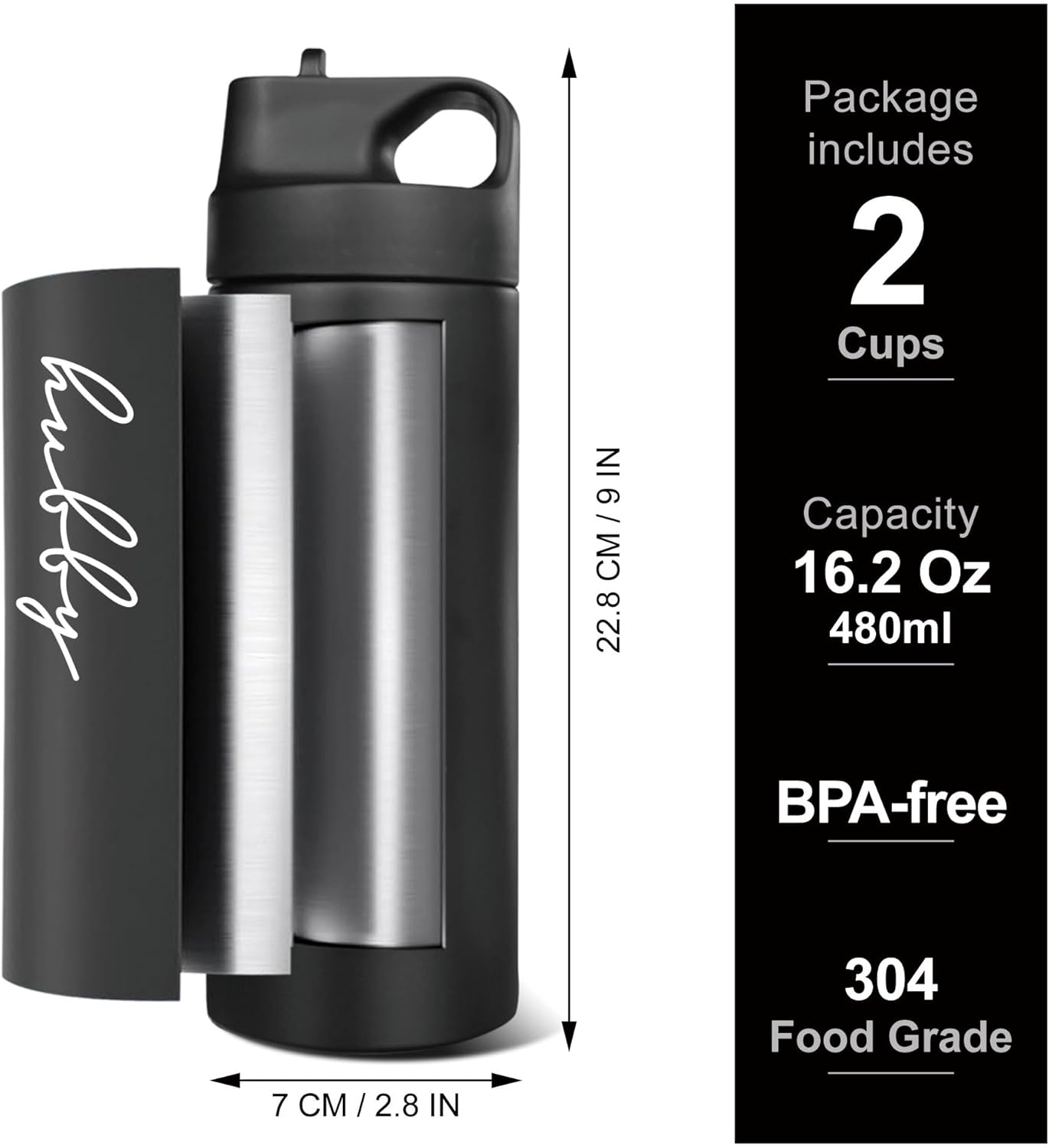 HubbyWifeyGifts Wedding Gifts for Couples 2026, Hubby & Wifey Cups, Honeymoon Travel Insulated Water Bottle - 16.2oz with Handle and Straw, His Hers Engagement Gifts