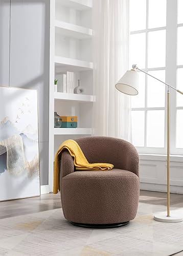 Miniatura 21 de Silla giratoria, sillón giratorio con diseño de barril, silla giratoria moderna de tela de peluche de 360 grados, silla con brazo pequeño para ocio,