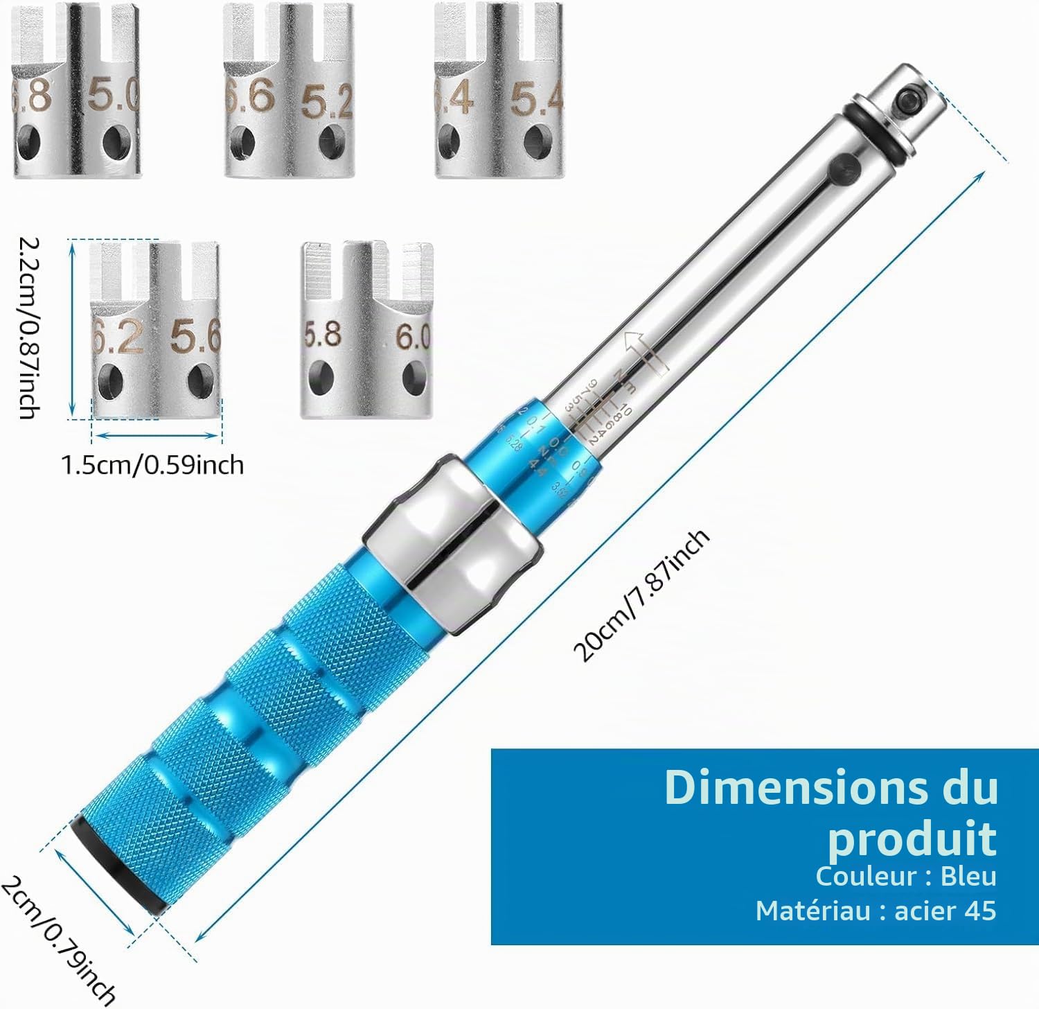Clé Dynamométrique pour Vélo et Moto 2-10 NM Précision ±4% Clé Dynamométrique avec Boîte de Rangement pour Vélos Route y Montagne, Moto