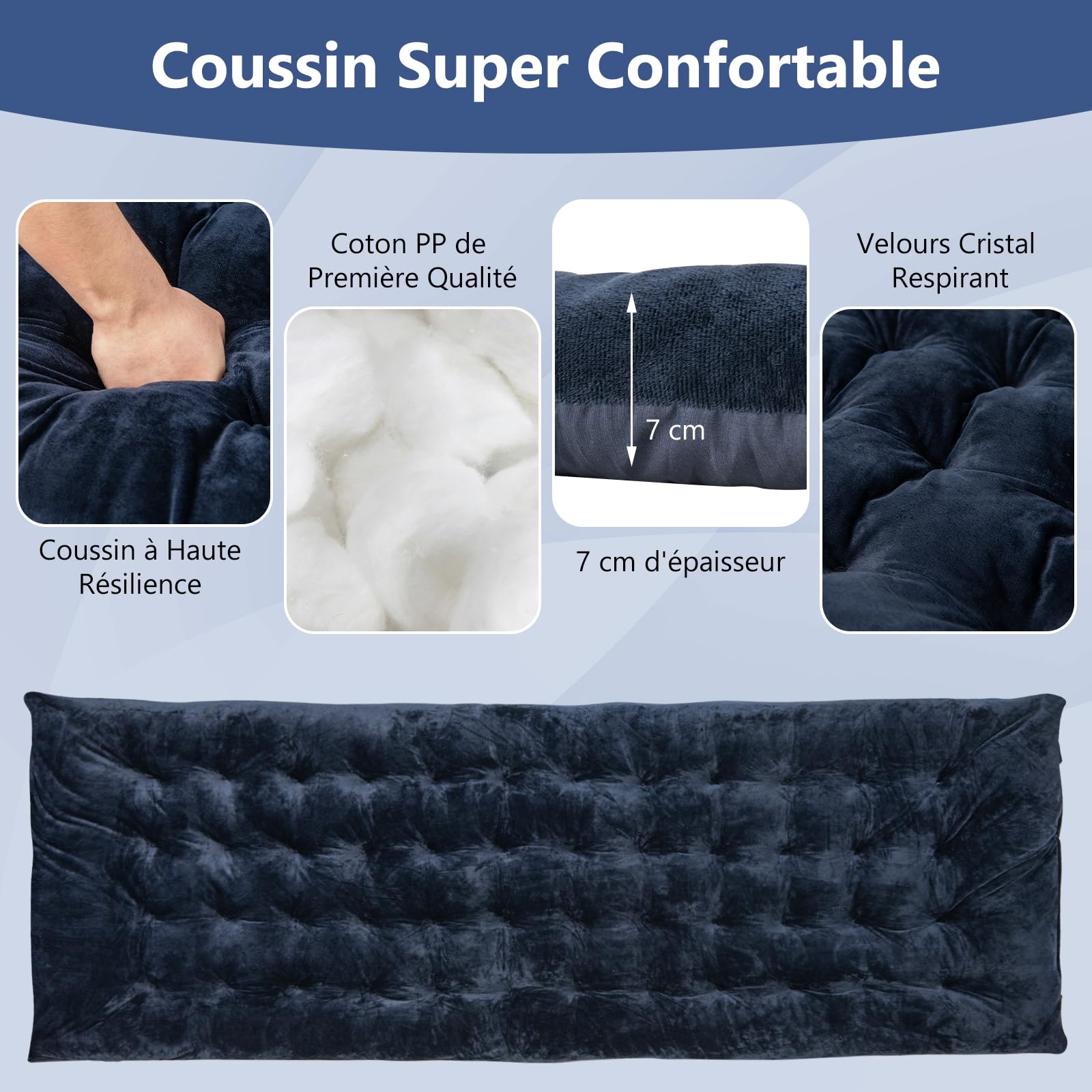 GOPLUS Matelas de Lit de Camping rembourré avec Housse en Velours Doux et Respirant, Matelas de Sommeil 190 X 70 CM, Coussin de Lit de Camp Portable pour Randonnée, Camping et Voyages