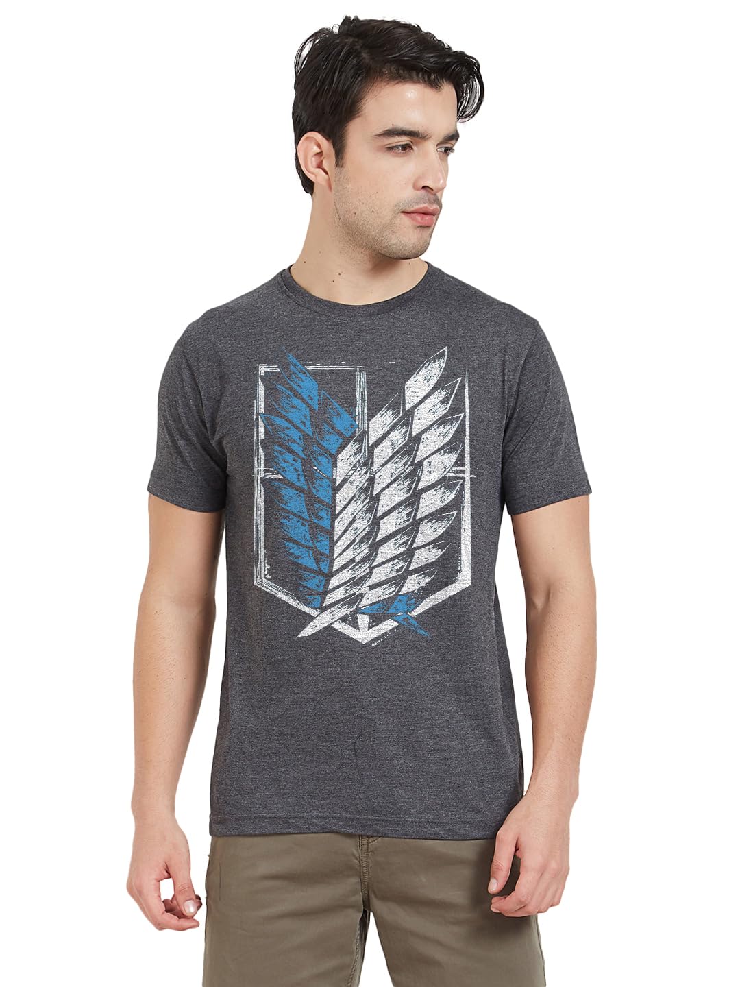 RedwolfWings of Freedom Cotton Half Sleeves T-Shirt (Black)