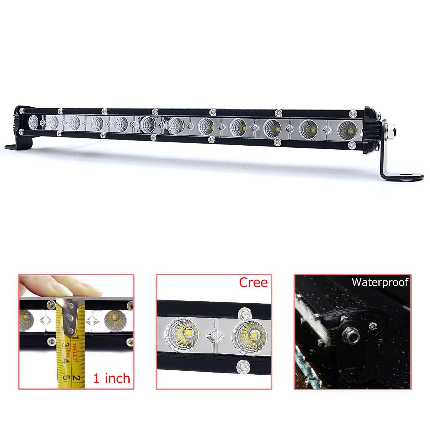 LED Light Bar KAWELL 36W CREE Light Bar Ultra-Thin 13" 2520LM 60 Degree Flood Light for Pickup Offroad SUV ATV Vehicles Car Ford F150 F250 ATV UTV Golf cart