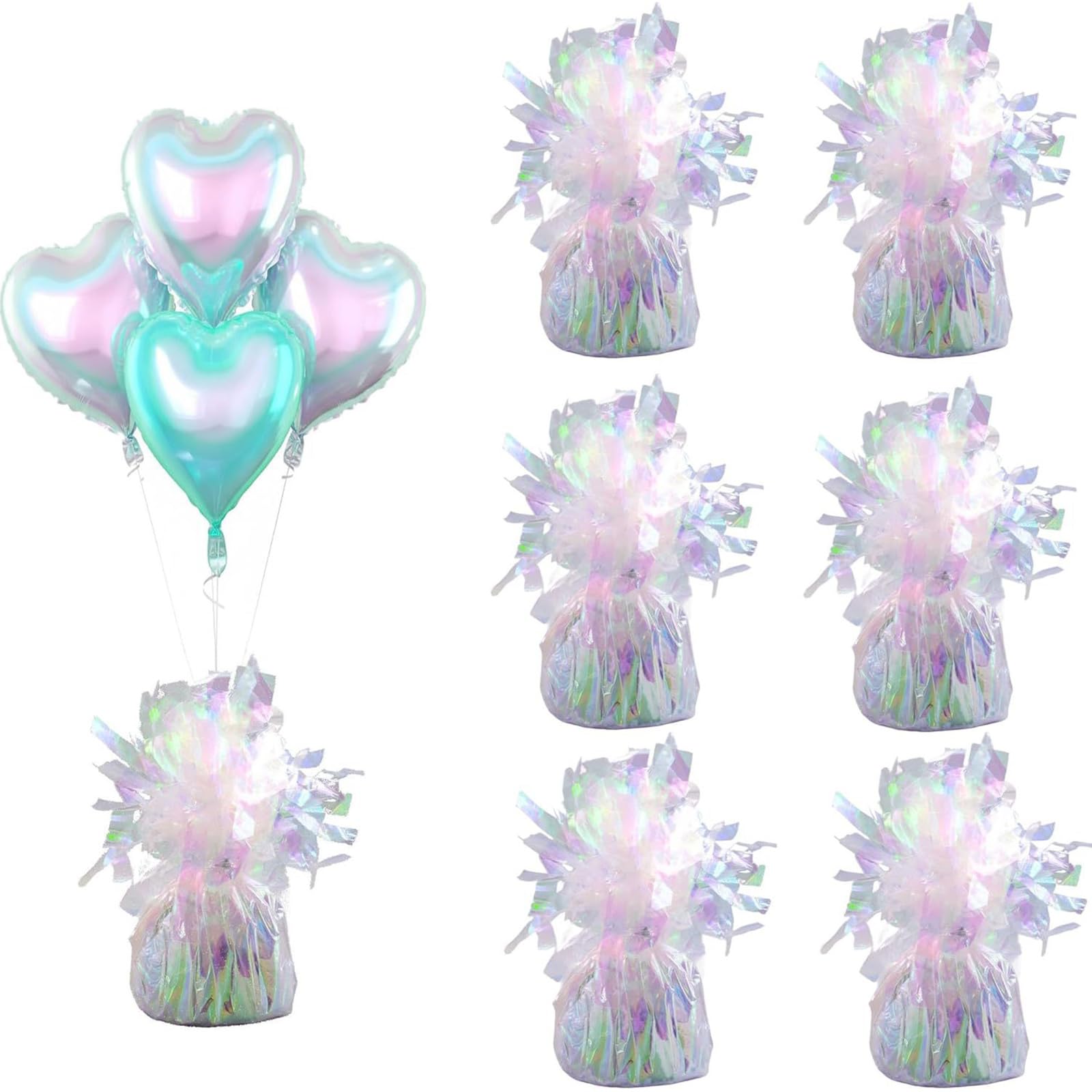6 Stück dekorative Ballongewichte aus metallischer PET Folie, Ballonhalter für Geburtstage, Hochzeiten, Partys, Gaduationsfeiern, Partyhalter