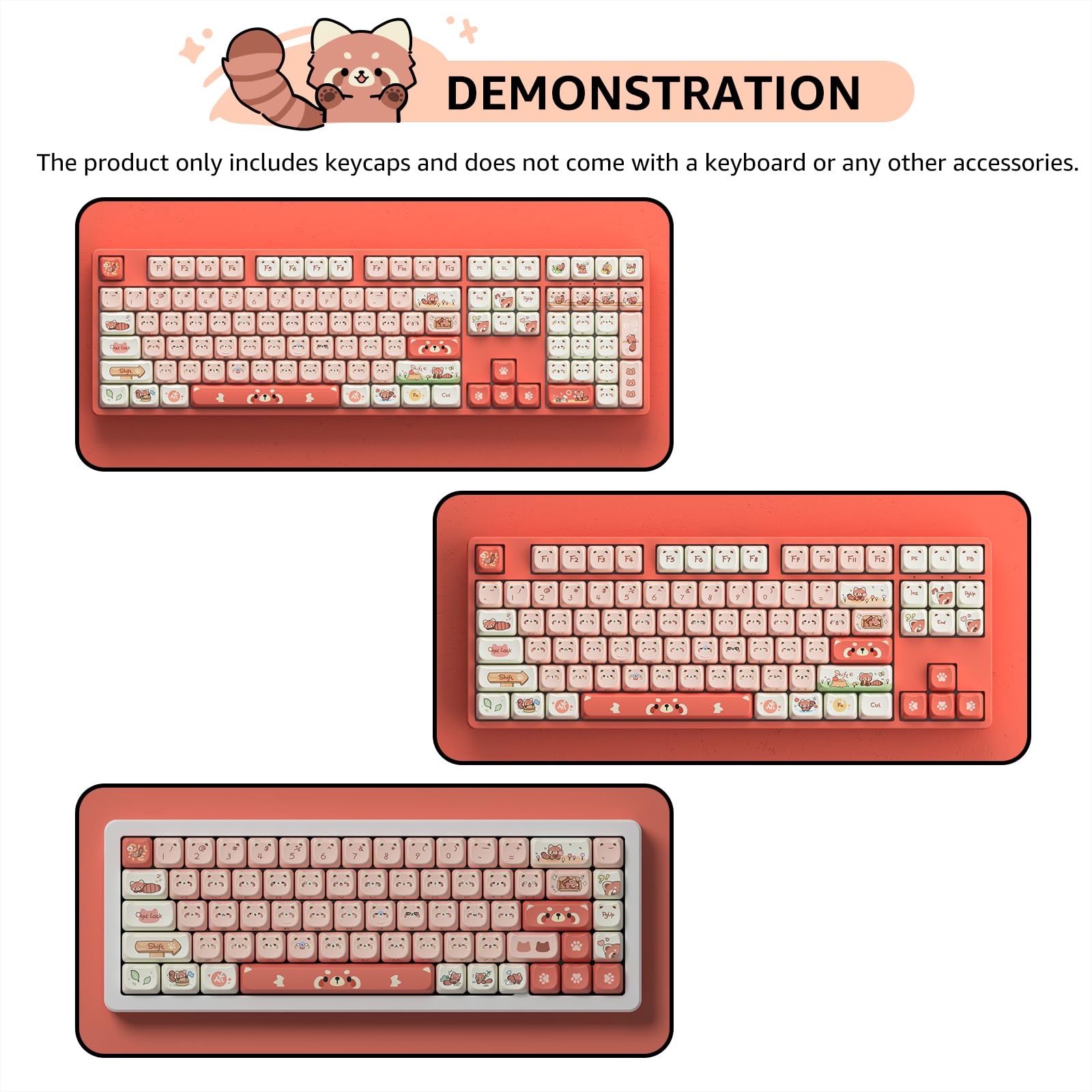Akko PBT Keycaps Set, Colorful Cats Keycap Mao Profile 142-Key Keycaps for Mechanical Keyboards: Akko Keycaps Set, Raccoon Mao Profile 142-Key PBT Keycaps for Mechanical Keyboards