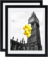 BSRHOME 12x16 Picture Frames Set of 2 with Plexiglass, Display Pictures 11x14 with Mat or 12x16 Without Mat for Tabletop Display and Wall Mounting，Black