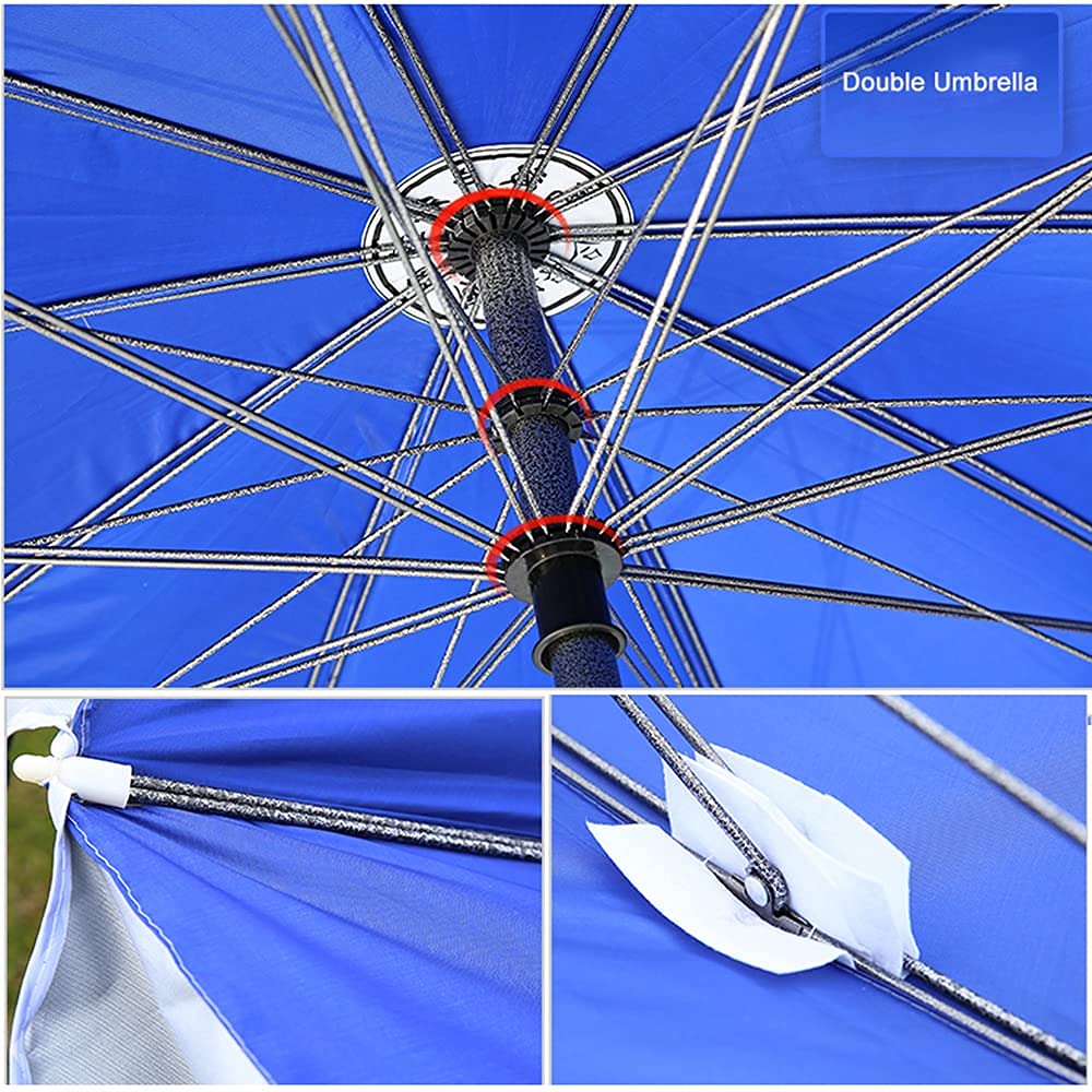 Parasol przeciwdeszczowy 2 w jednym, duży parasol kabinowy, składany przenośny okrągły parasol ogrodowy, parasol plażowy z podstawą, niebieski, komercyjny, domowy