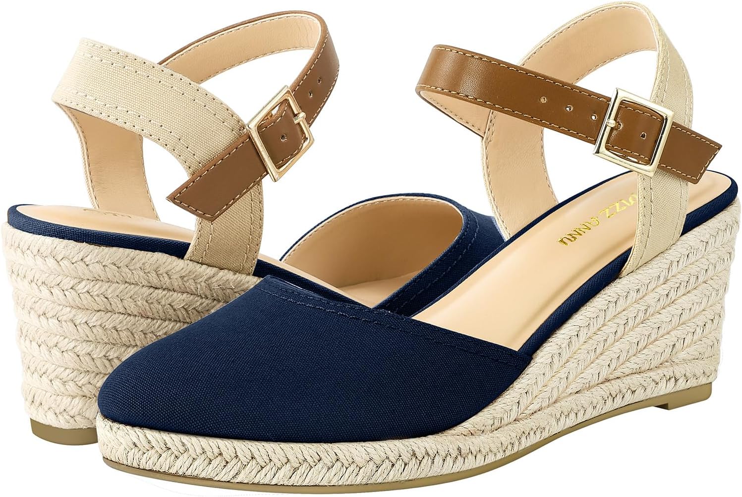 PIZZ ANNU Women's Espadrille Low Wedge Heel Sandals with Buckle Ankle Strap Close Toe Casual Dressy Summer Platform Shoes - Image 4