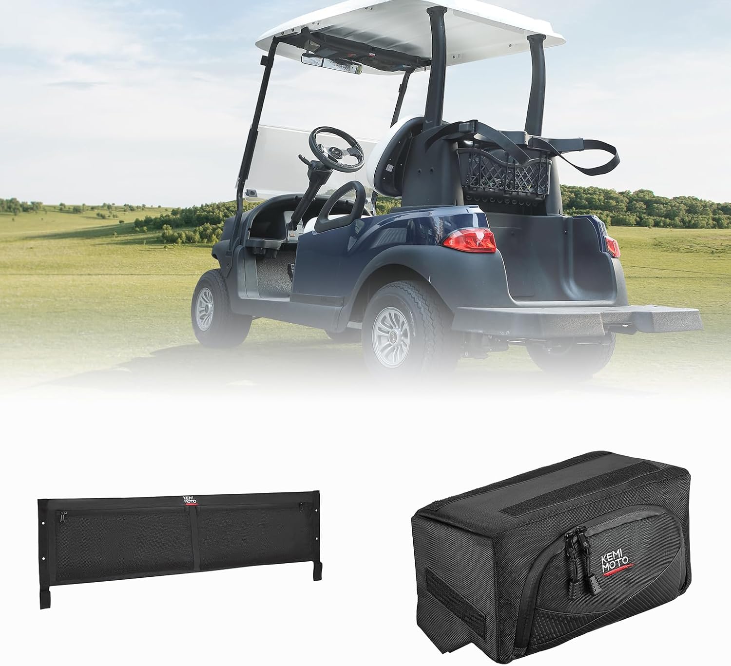 Kemimoto Golf Cart Overhead Storage Bag & Golf Cart Dash