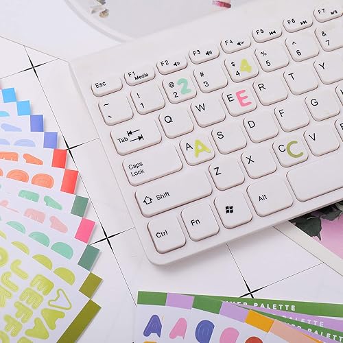 Miniatura 5 de Tenare 30 hojas de calcomanías de números del alfabeto coloridas, autoadhesivas, manualidades, manualidades, álbumes de recortes, letras para