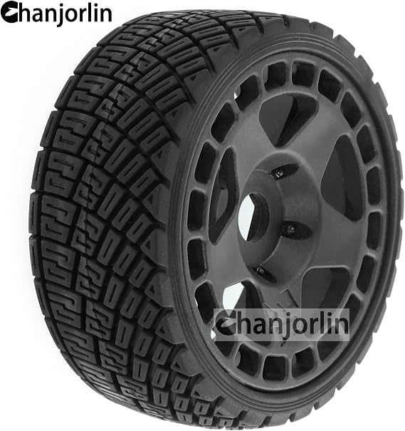 1/8 1/7 RC On Road Tires And Hard Plastic Rally Racing Wheels 17mm Hex Touring Tyres OD 3.94'' For 1:8 1:7 Street Drift Car ARRMA Losi Kyosho GT2 W10 Tamiya HPI WR8 HSP 4PCS (Black)