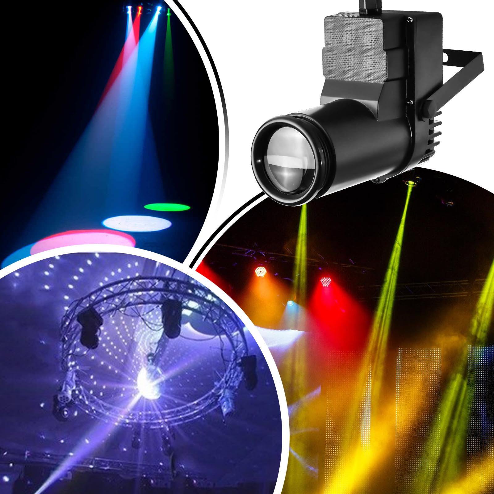 Pinspot LED luce 3 in 1 LED Pinspot spot spot spot 15 W RGBW sfera da discoteca con telecomando, mini spot luce da palcoscenico per feste, discoteche, club, bar, matrimonio