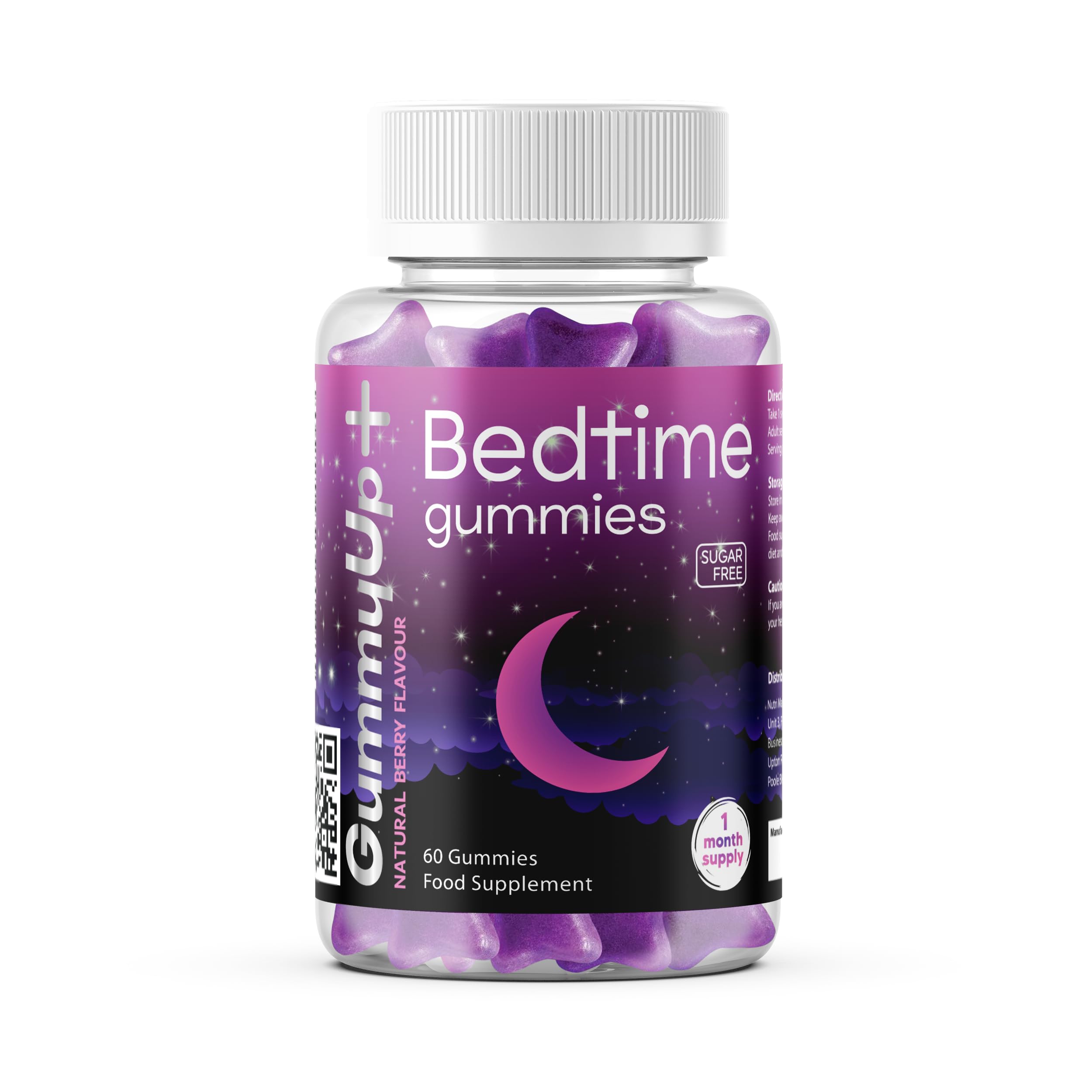 Gummy Up Bedtime Gummies | Magnesium, L-Theanine & Vitamins B2, B6 & D3 | Sugar-Free Evening Routine Food Supplement | 60 Gummies | Formulated in The UK