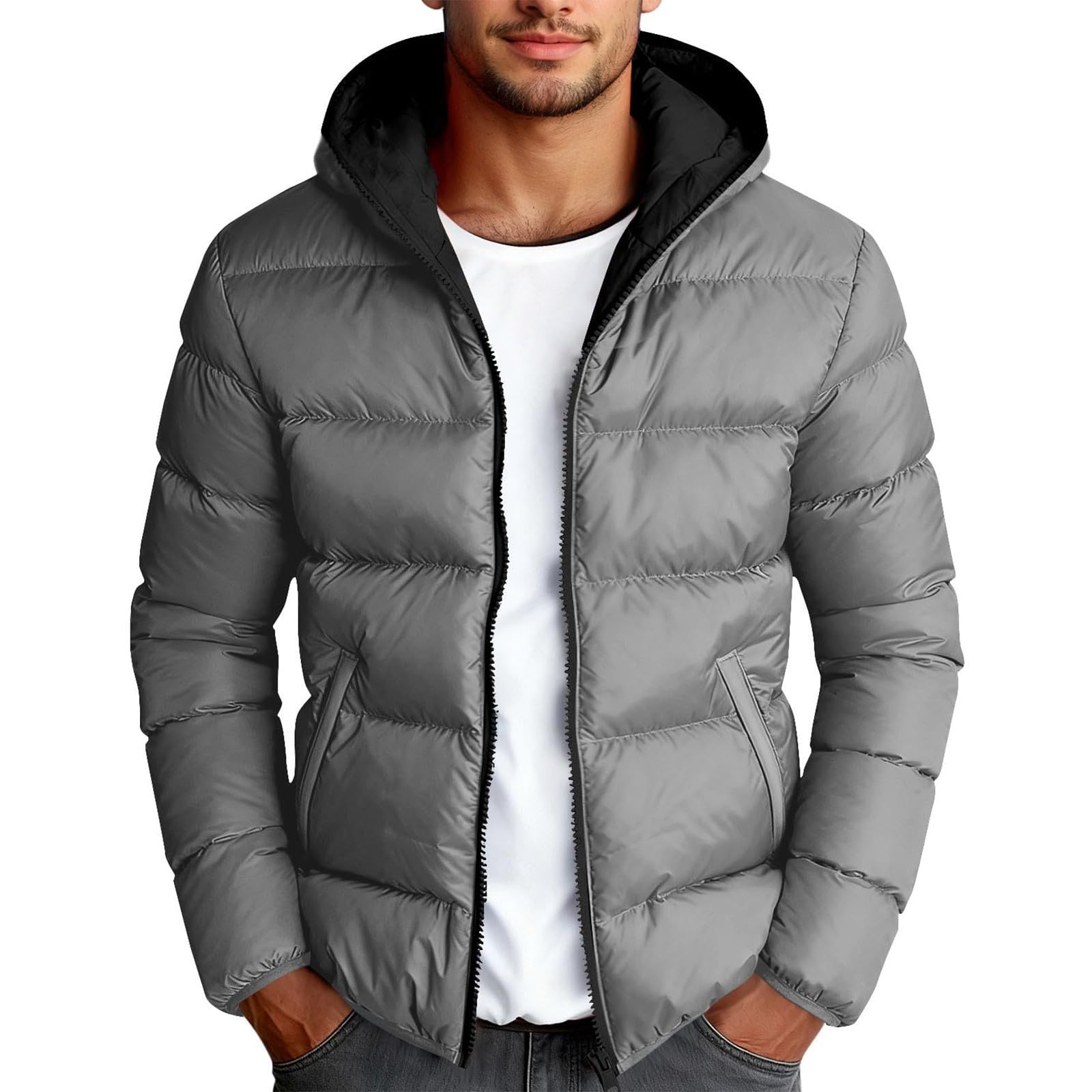 Winter Jacket Men's 5XL Plus Size Down Jacket Winter Warm Quilted Jacket Winter Coat Parker Jackets Hiking Jacket Plain Insulation Jacket Functional Jacket Thermal Jacket Outdoor Wind Jacket