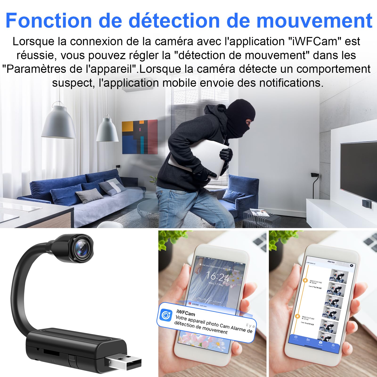 TANGMI Caméra Cachée, 1080P HD Caméra Espion Power Bank, Capteur de Gravité Caméra Cachée Espion avec Vision Nocturne pour Le Chargement des Appareils Mobiles